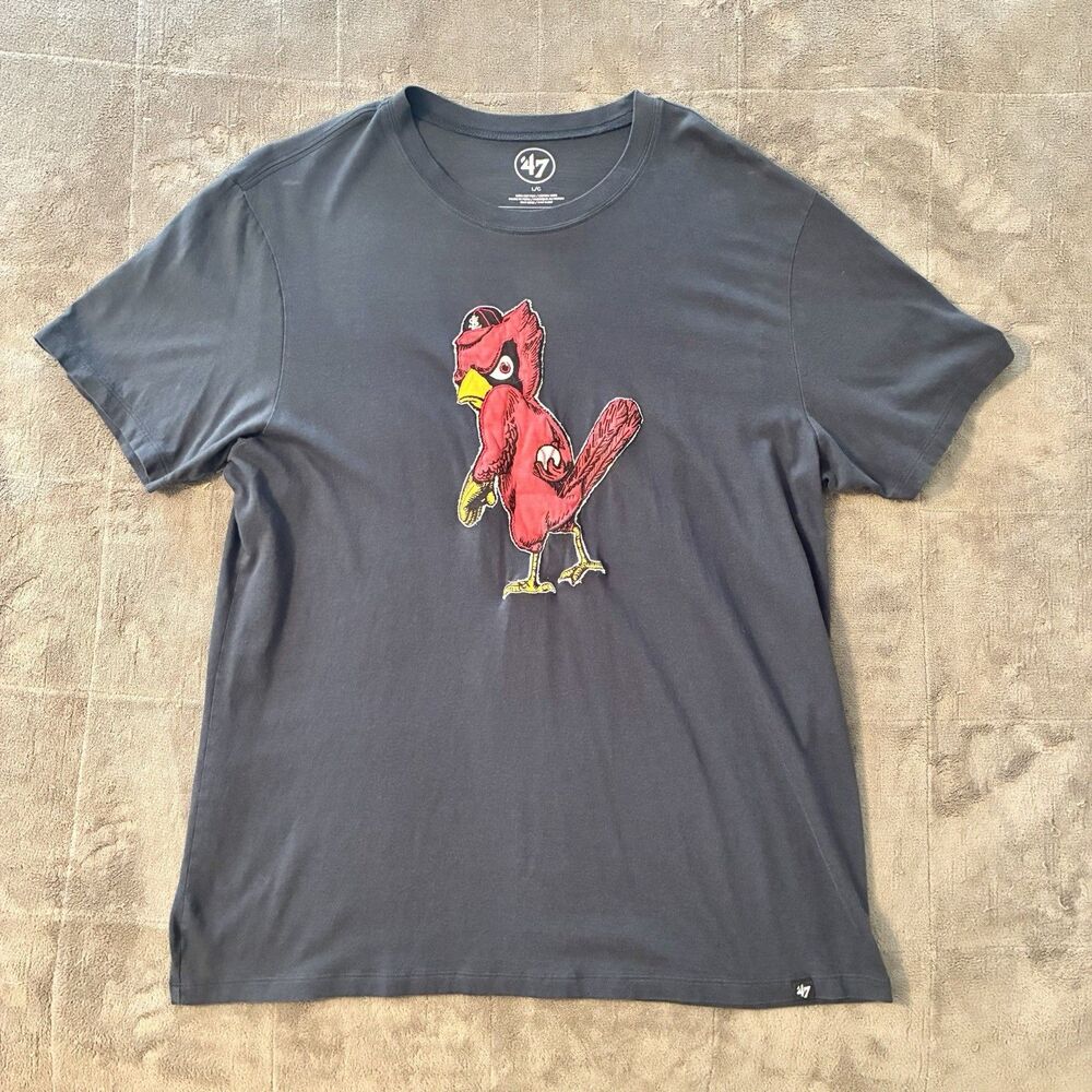 St. Louis Cardinals MLB Angry Bird Gray T-Shirt 100% Cotton Size Large ‘47 Brand